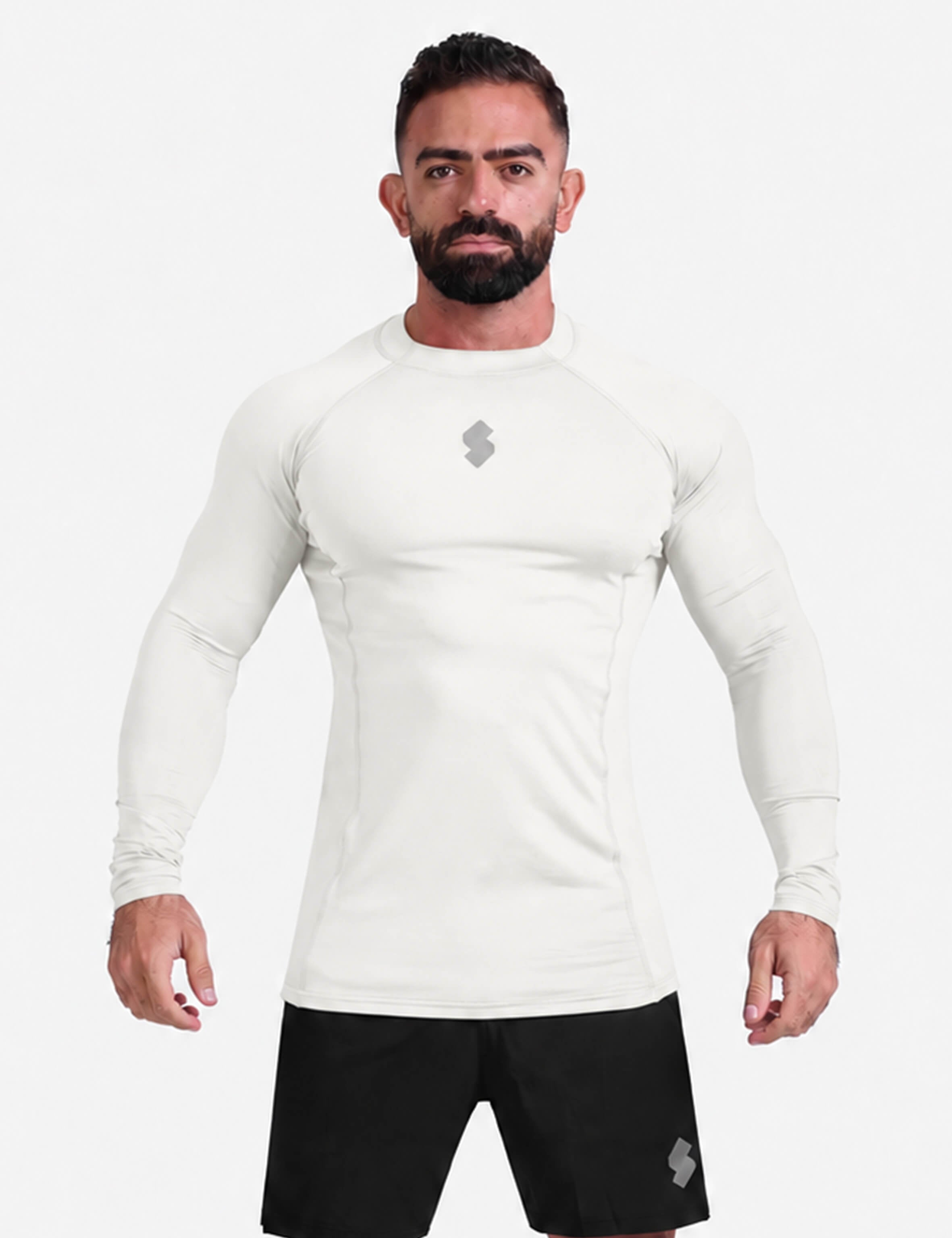 Off-White long-sleeve athletic sports mma compression rash-guard shirt by KAF