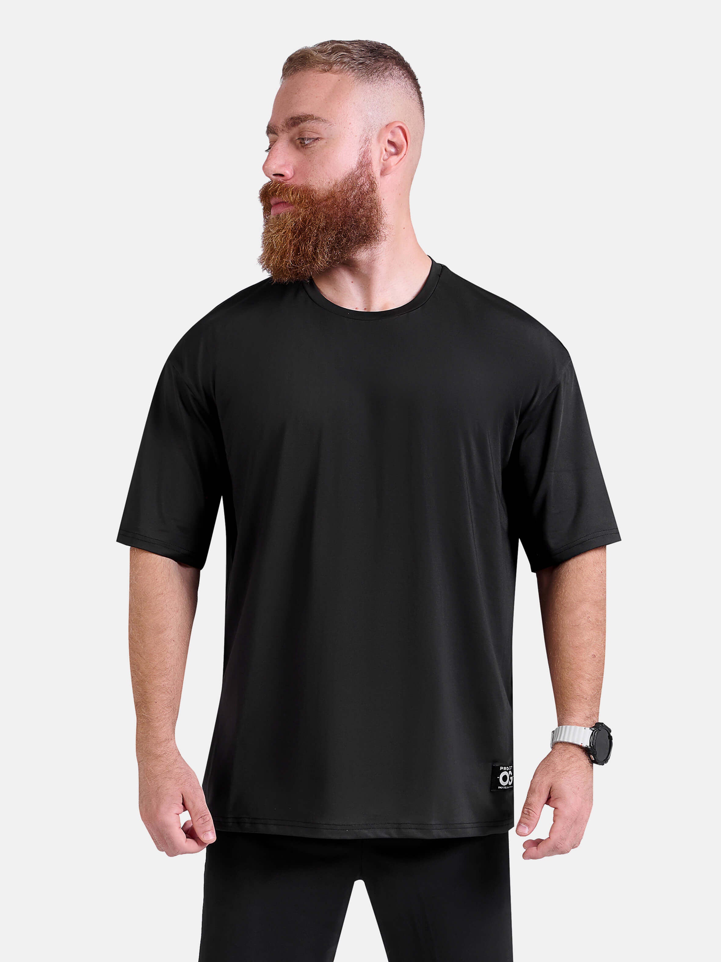 Man wearing black oversized sports & gym shirt by KAF 