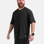 Man wearing black oversized sports & gym shirt by KAF 