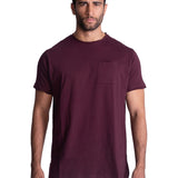 Raw-Edge Pocket Cotton T-Shirt - Aubergine