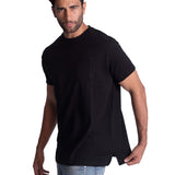 Raw-Edge Pocket Cotton T-Shirt - Black