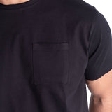 Raw-Edge Pocket Cotton T-Shirt - Black