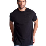Raw-Edge Pocket Cotton T-Shirt - Black