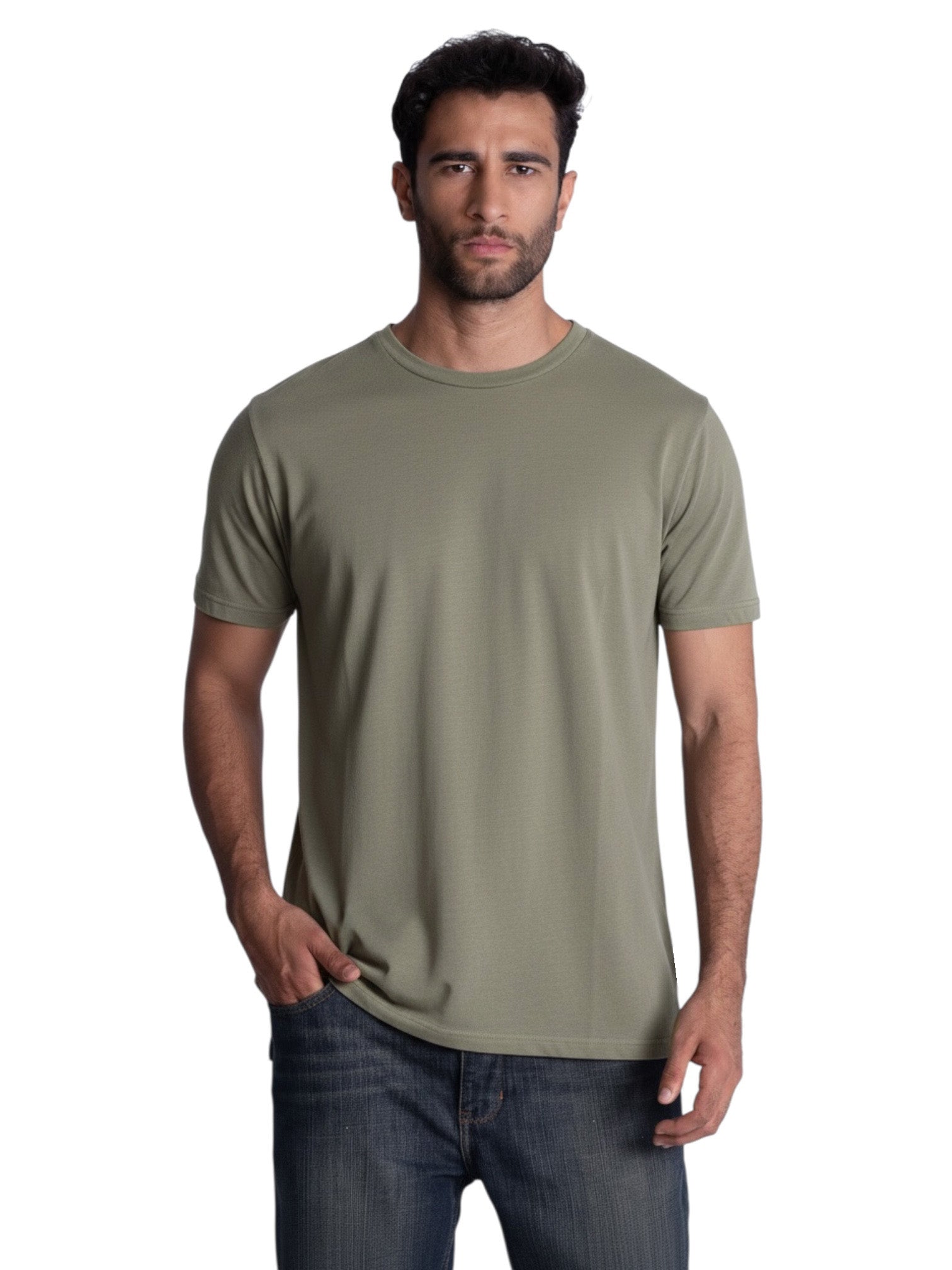 Men Premium olive Plain Solid Cotton shirt