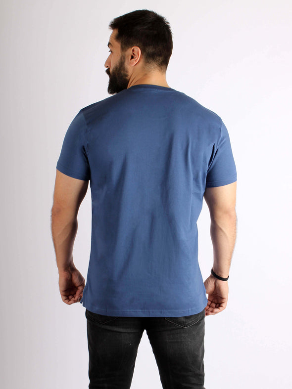 Crew Neck Cotton T-shirt - Indigo