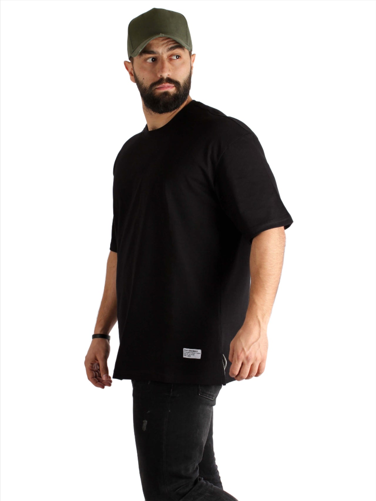 Oversized Basic Cotton T-shirt - Black