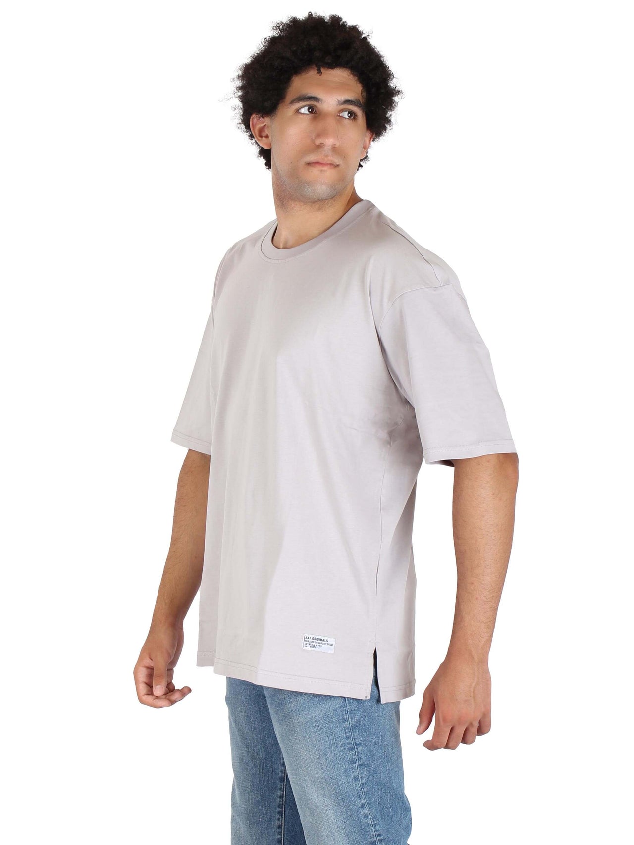 Oversized Basic Cotton T-shirt - Light Gray