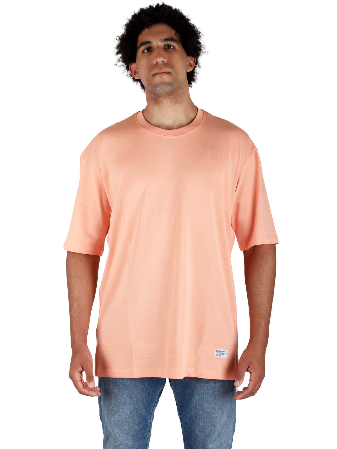 Oversized Basic Cotton T-shirt - Light Coral