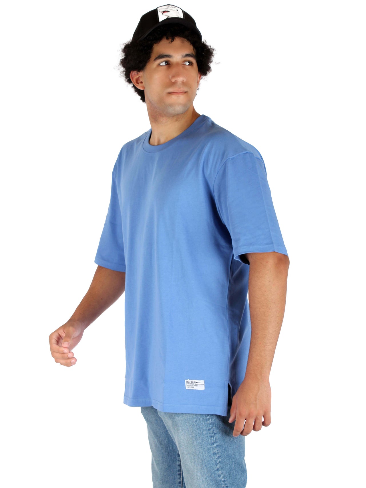 Oversized Basic Cotton T-shirt - Indigo