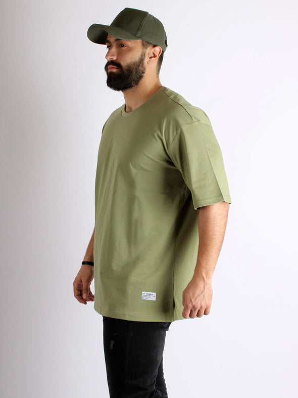 Oversized Basic Cotton T-shirt - Khaki