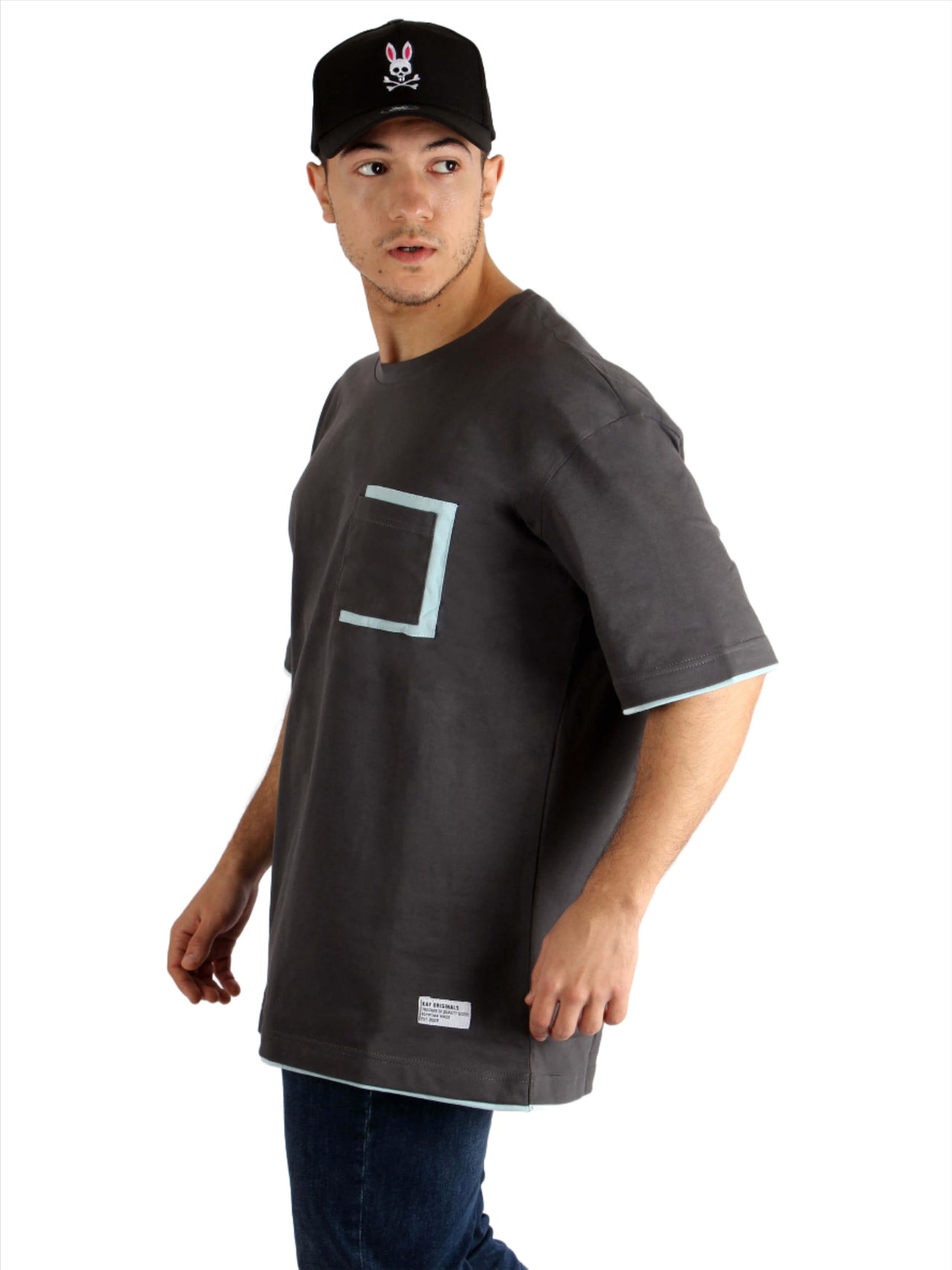 Oversized Double-Tip Pocket T-shirt - Dark Gray