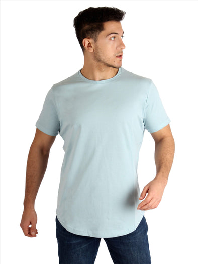 Raw-Edged Cotton T-shirt - Blue Mint
