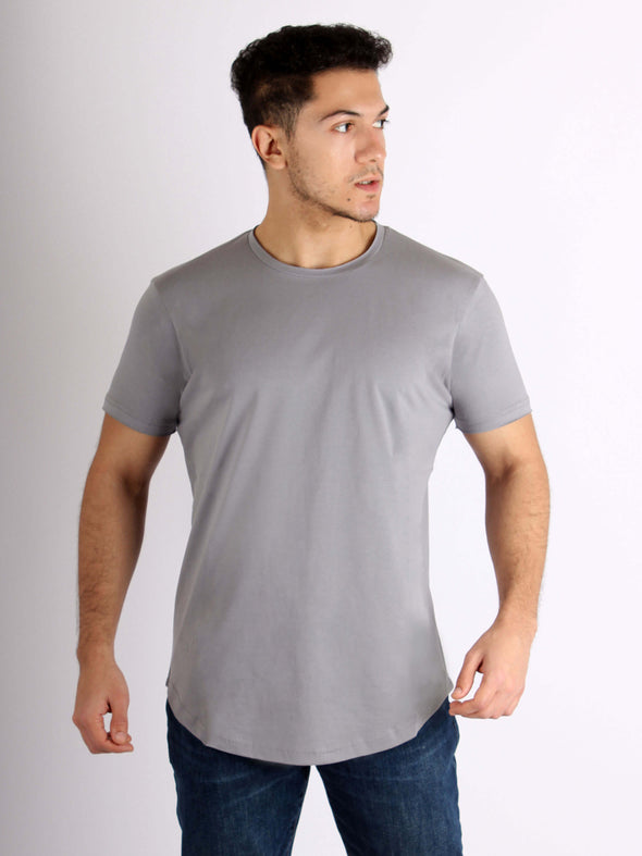 Raw-Edged Cotton T-shirt - Light Gray