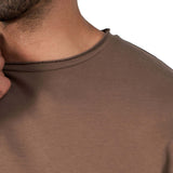 Elongated Raw-Edged Cotton T-shirt - Latte