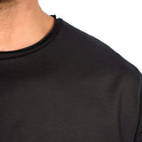 Elongated Raw-Edged Cotton T-shirt - Black