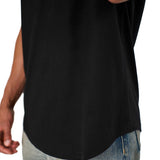 Elongated Raw-Edged Cotton T-shirt - Black