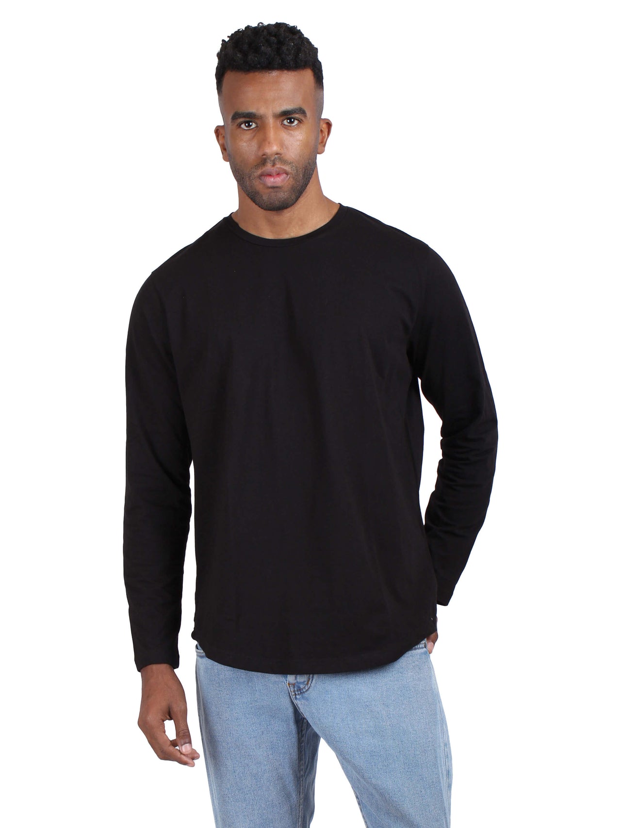 Long Sleeve Premium Cotton T-Shirt - Black