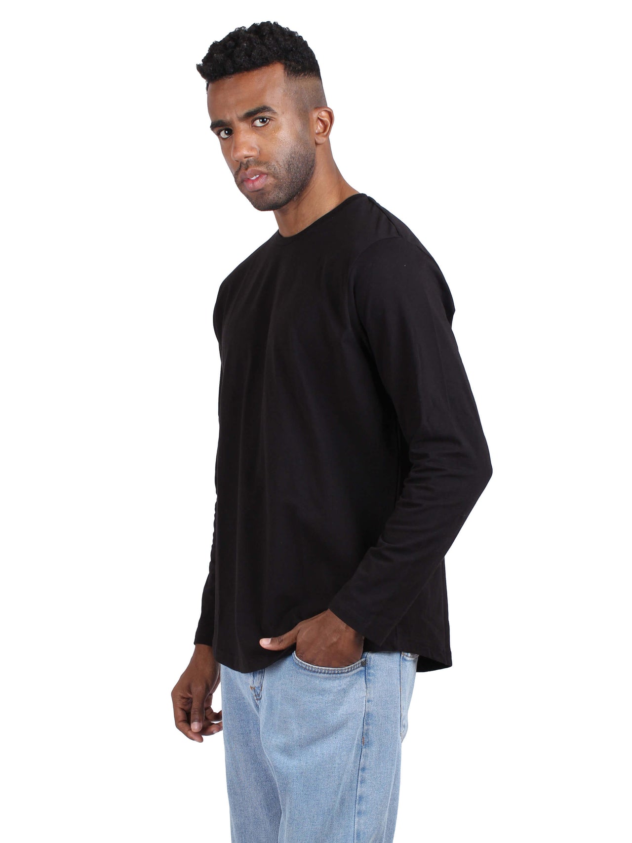 Long Sleeve Premium Cotton T-Shirt - Black