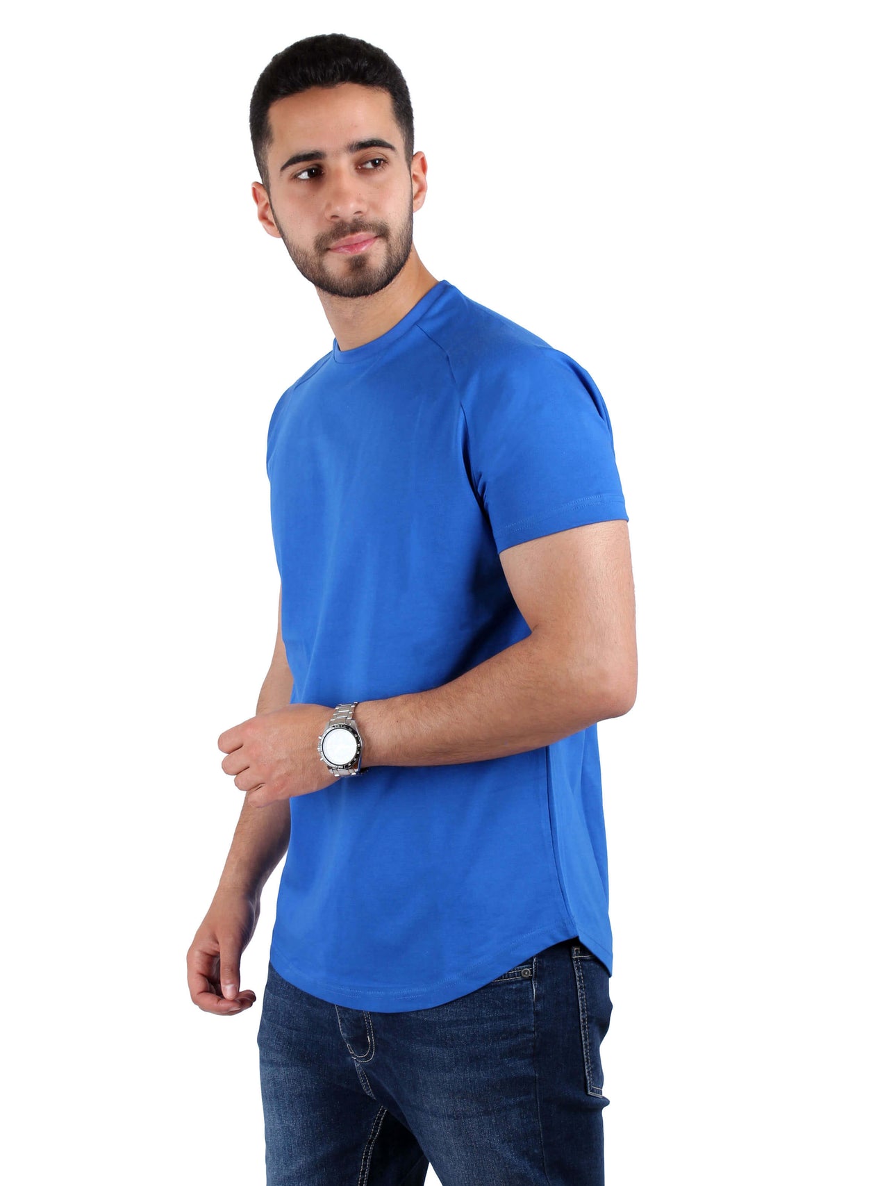 Solid Raglan Cotton T-Shirt - Royal Blue