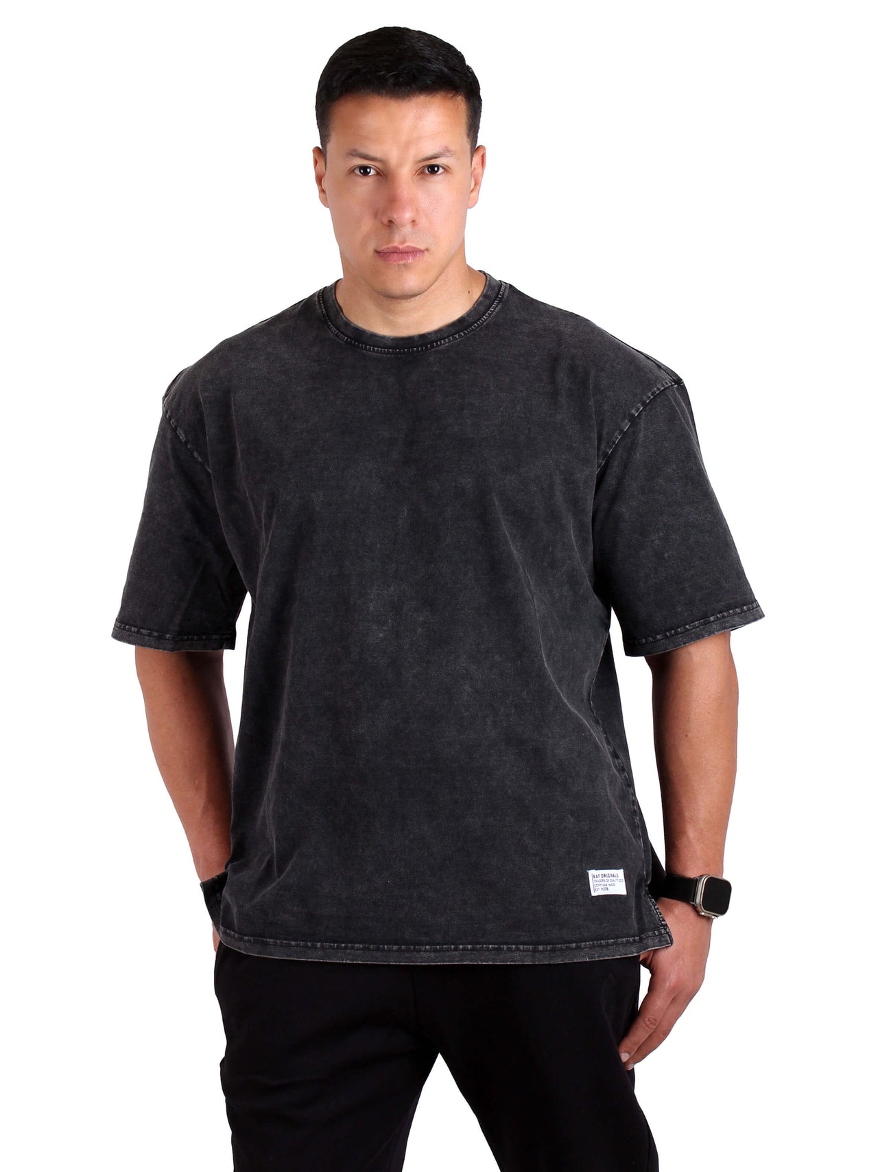 Acid Washed Oversized T-Shirt Men - Black