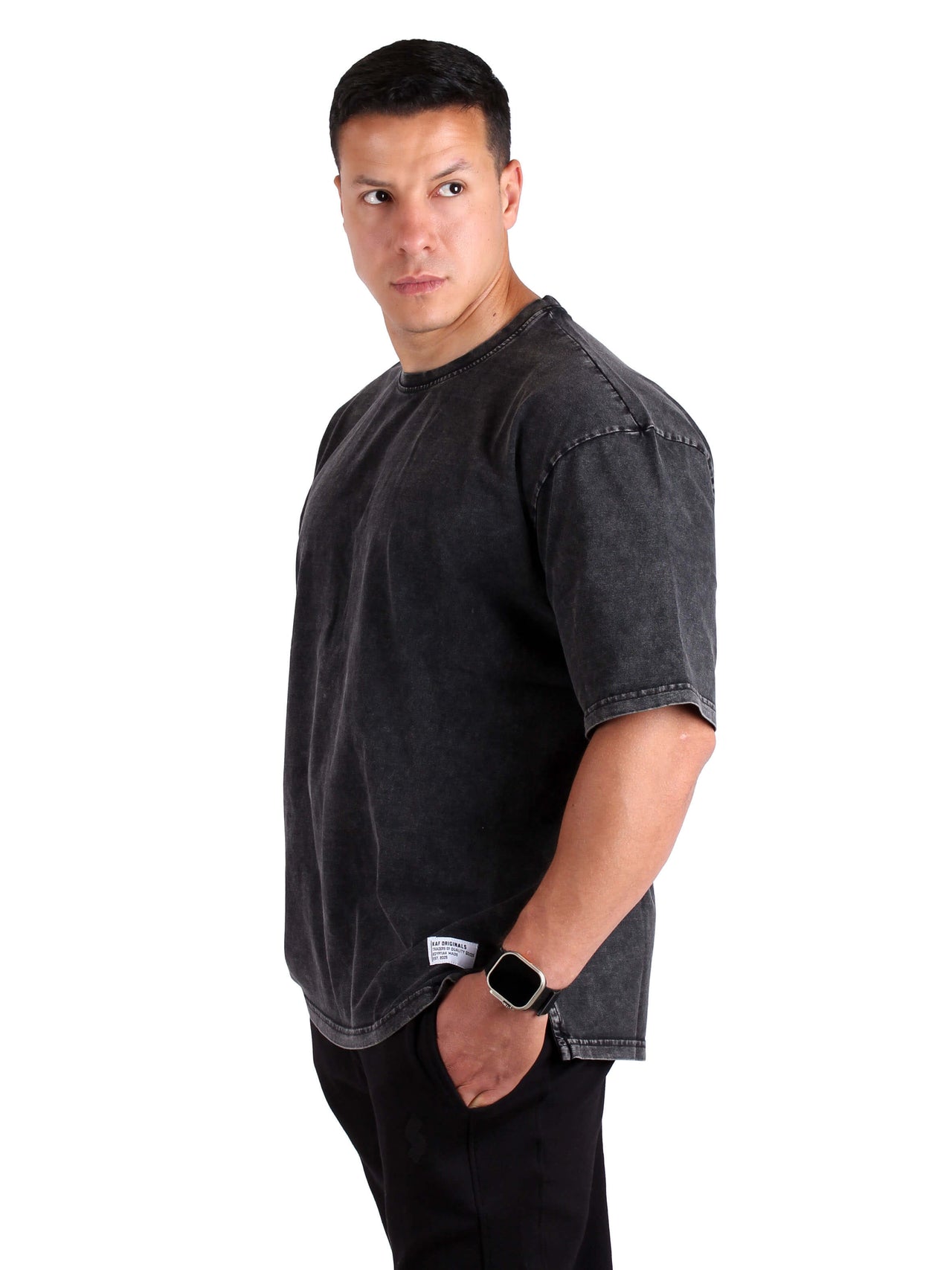 Acid Washed Oversized T-Shirt Men - Black