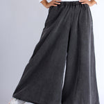 Women Super Wide-Leg Denim Pants - Black