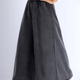 Women Super Wide-Leg Denim Pants - Black