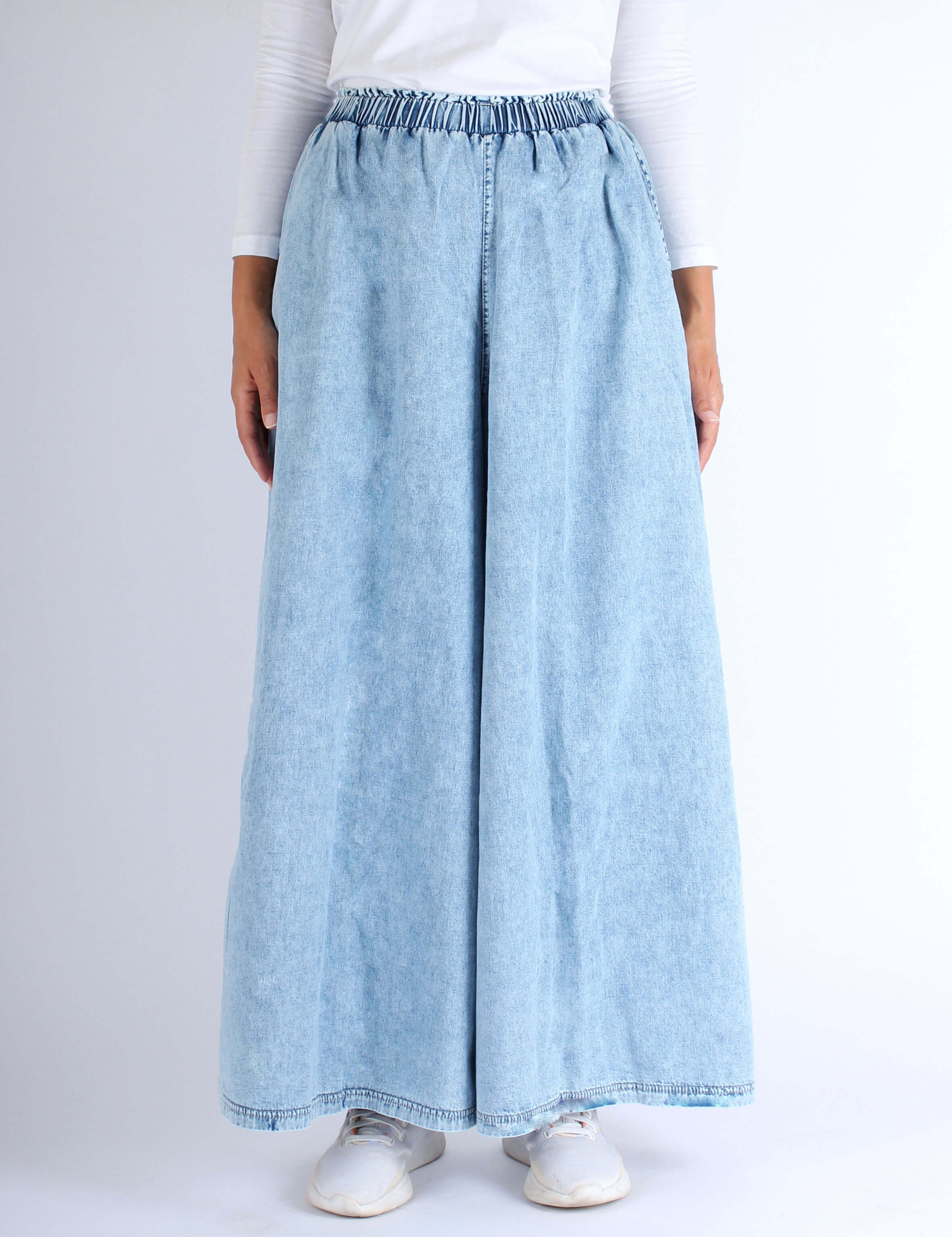 Women Super Wide-Leg Denim Pants - Blue