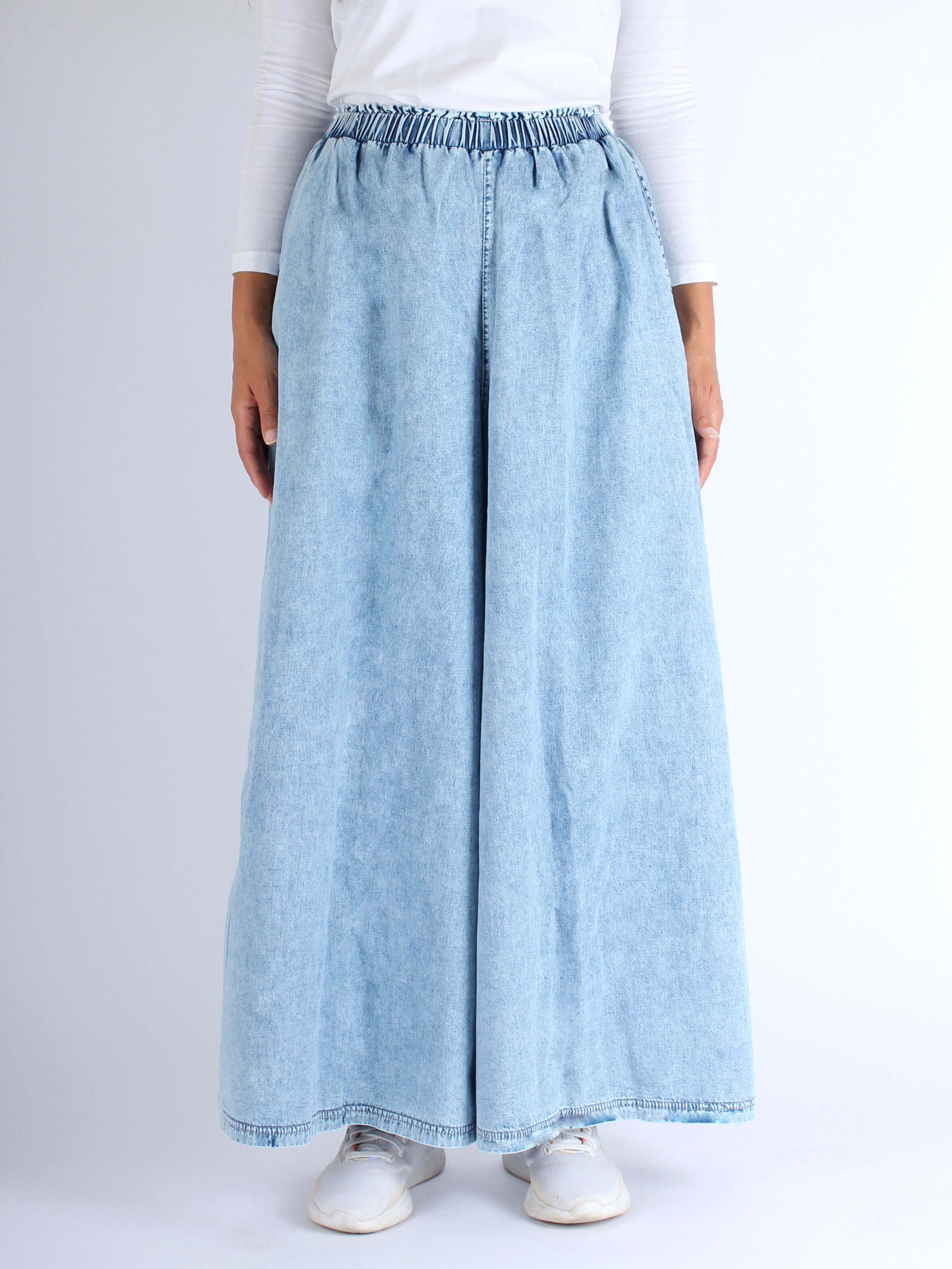 Women Super Wide-Leg Denim Pants - Blue