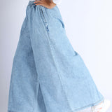 Women Super Wide-Leg Denim Pants - Blue