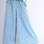 Women Super Wide-Leg Denim Pants - Blue
