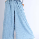 Women Super Wide-Leg Denim Pants - Blue