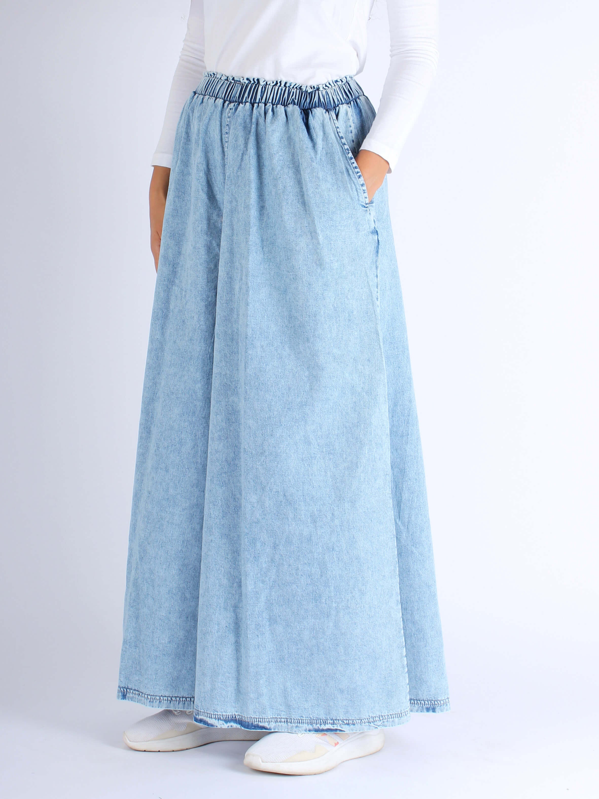Women Super Wide-Leg Denim Pants - Blue