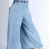WEB2 Super Wide-Leg Denim Women Pants - Blue