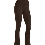 Women Dark brown Buttery-Soft sports gym high-waisted flared leggings.