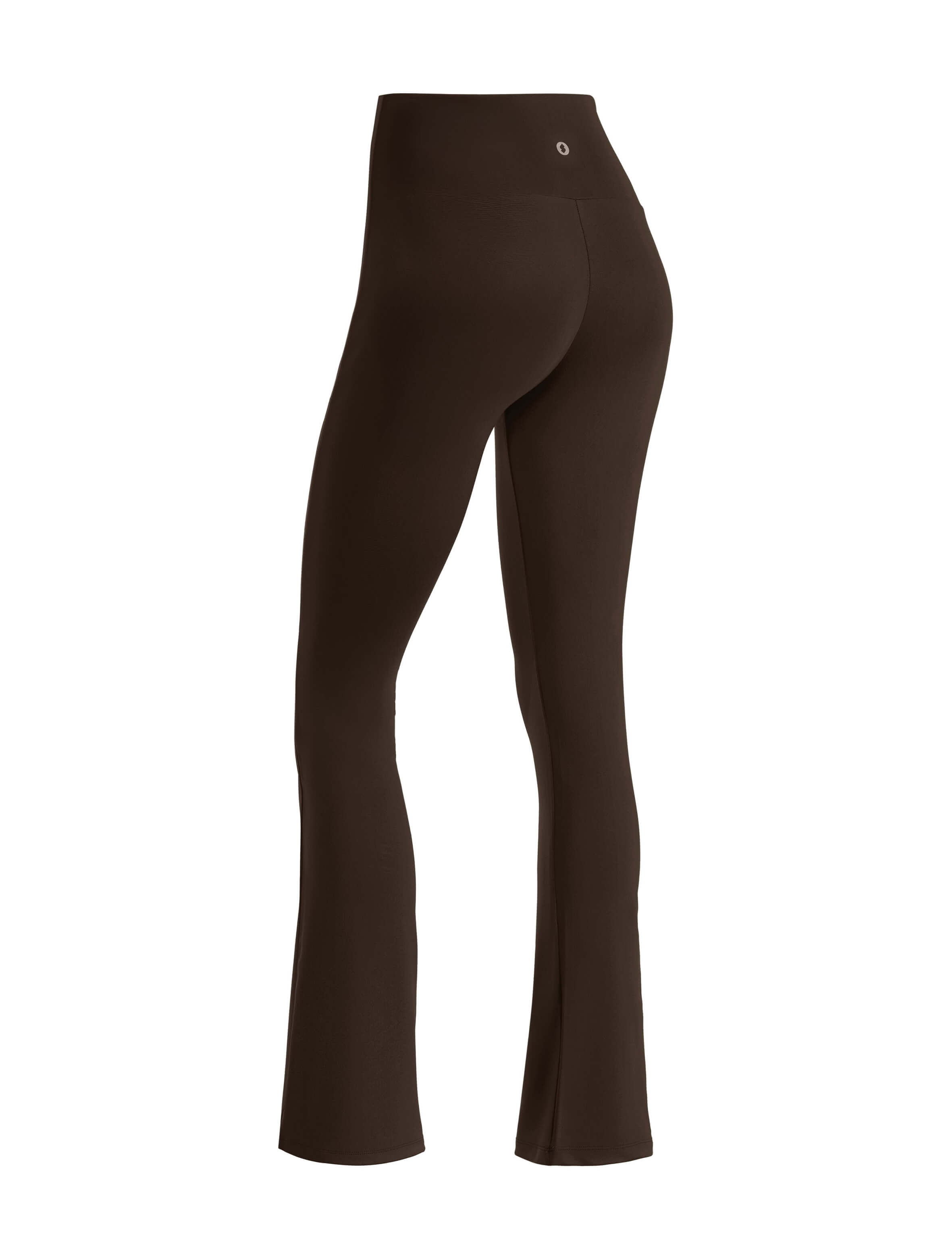 Women Dark brown Buttery-Soft sports gym high-waisted flared leggings.