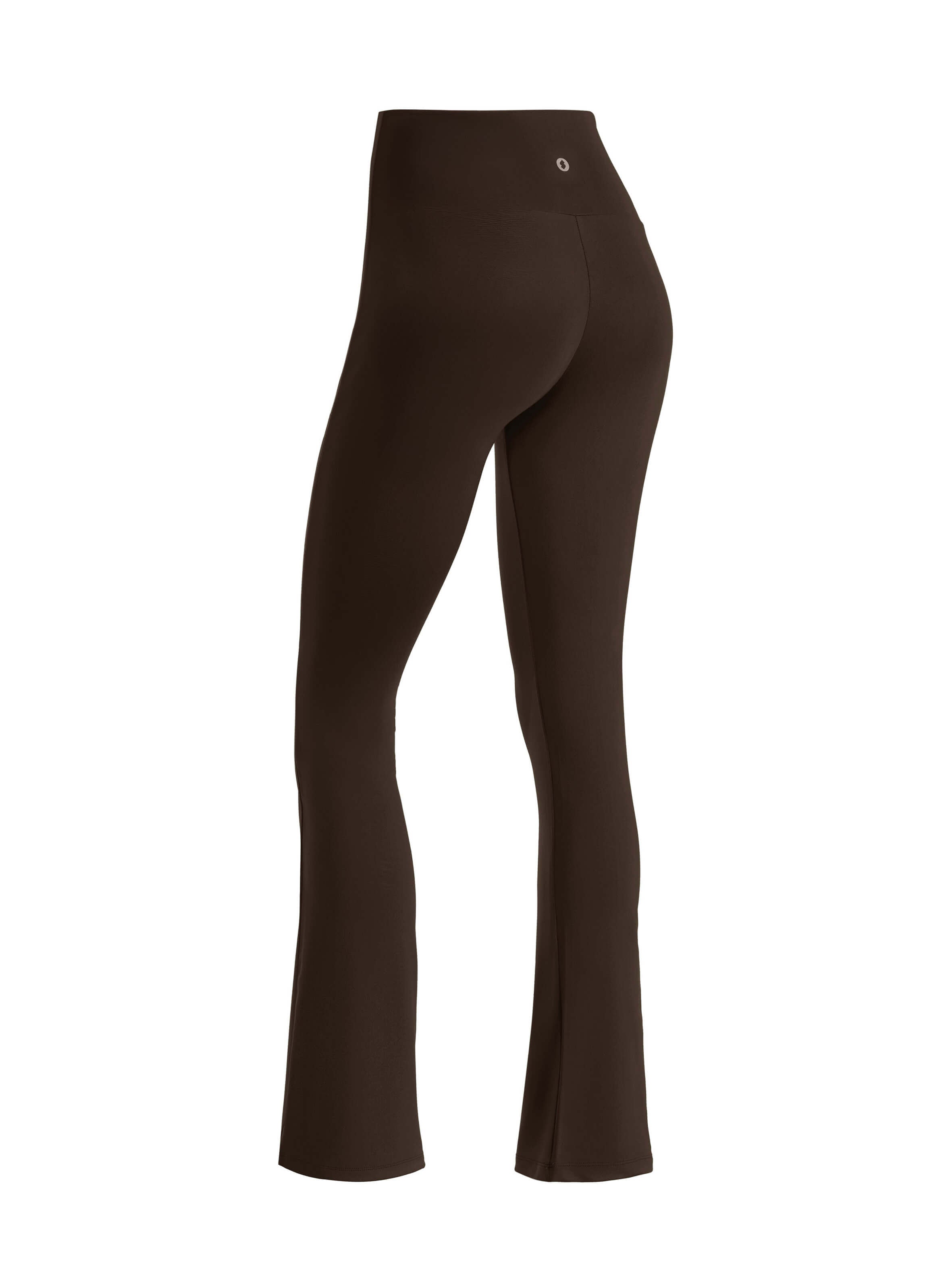 Women Dark brown Buttery-Soft sports gym high-waisted flared leggings.