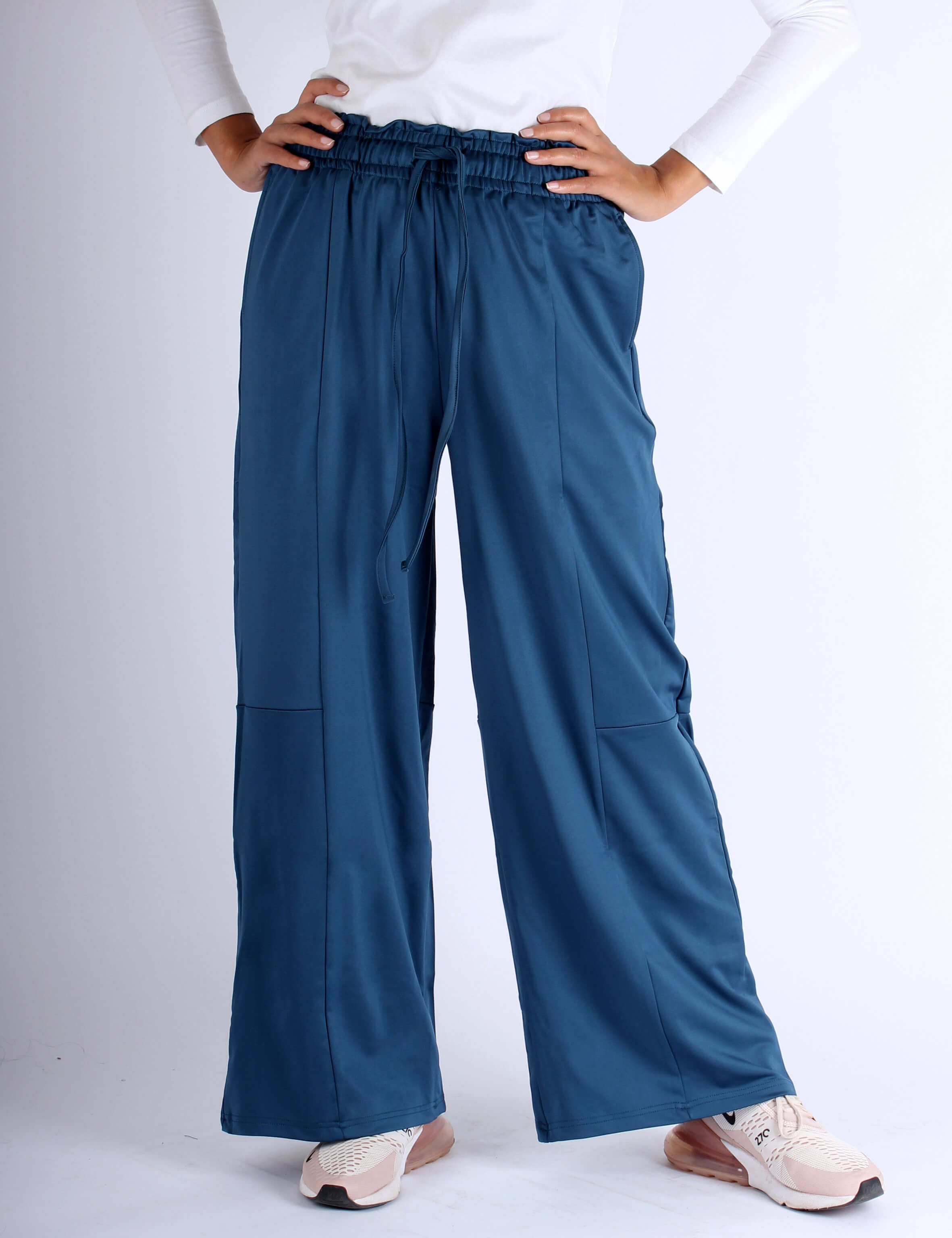 Teal wide-leg modest sports women pants by KAF
