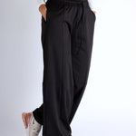Black wide-leg modest sports women pants