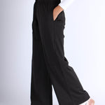Black wide-leg modest sports women pants