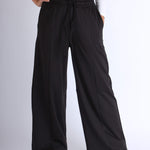 Black wide-leg modest sports women pants