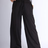 Black wide-leg modest sports women pants