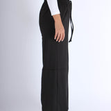 Black wide-leg modest sports women pants