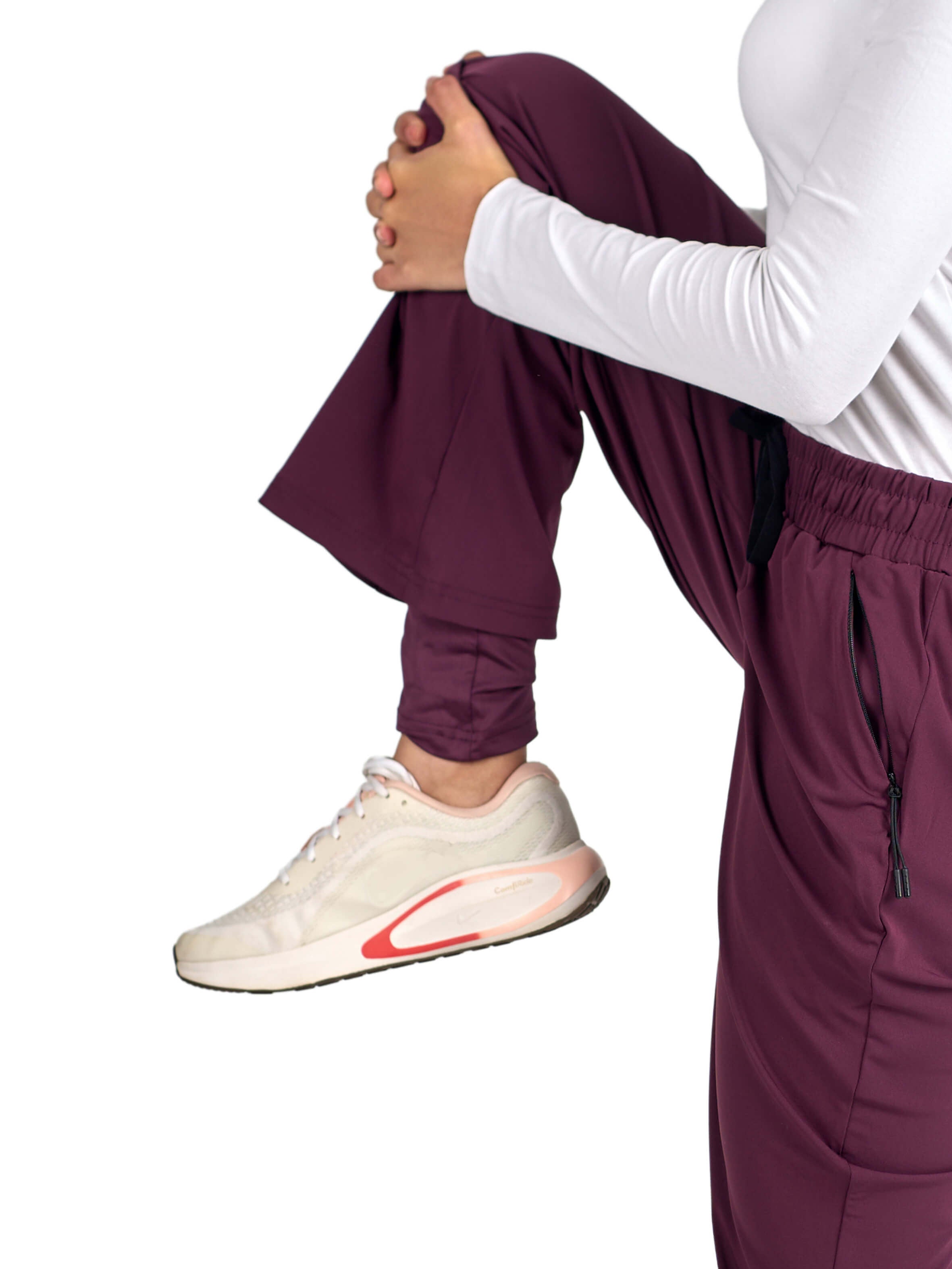 Women Modest Burgundy Straight leg sports pants by KAF Egypt