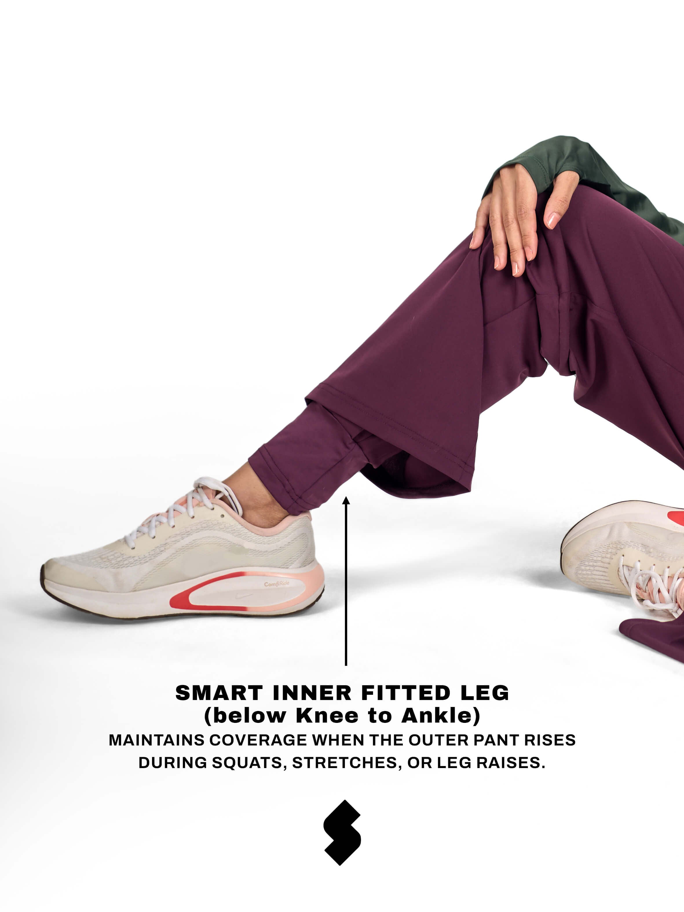 Women Modest Burgundy Straight leg sports pants by KAF Egypt