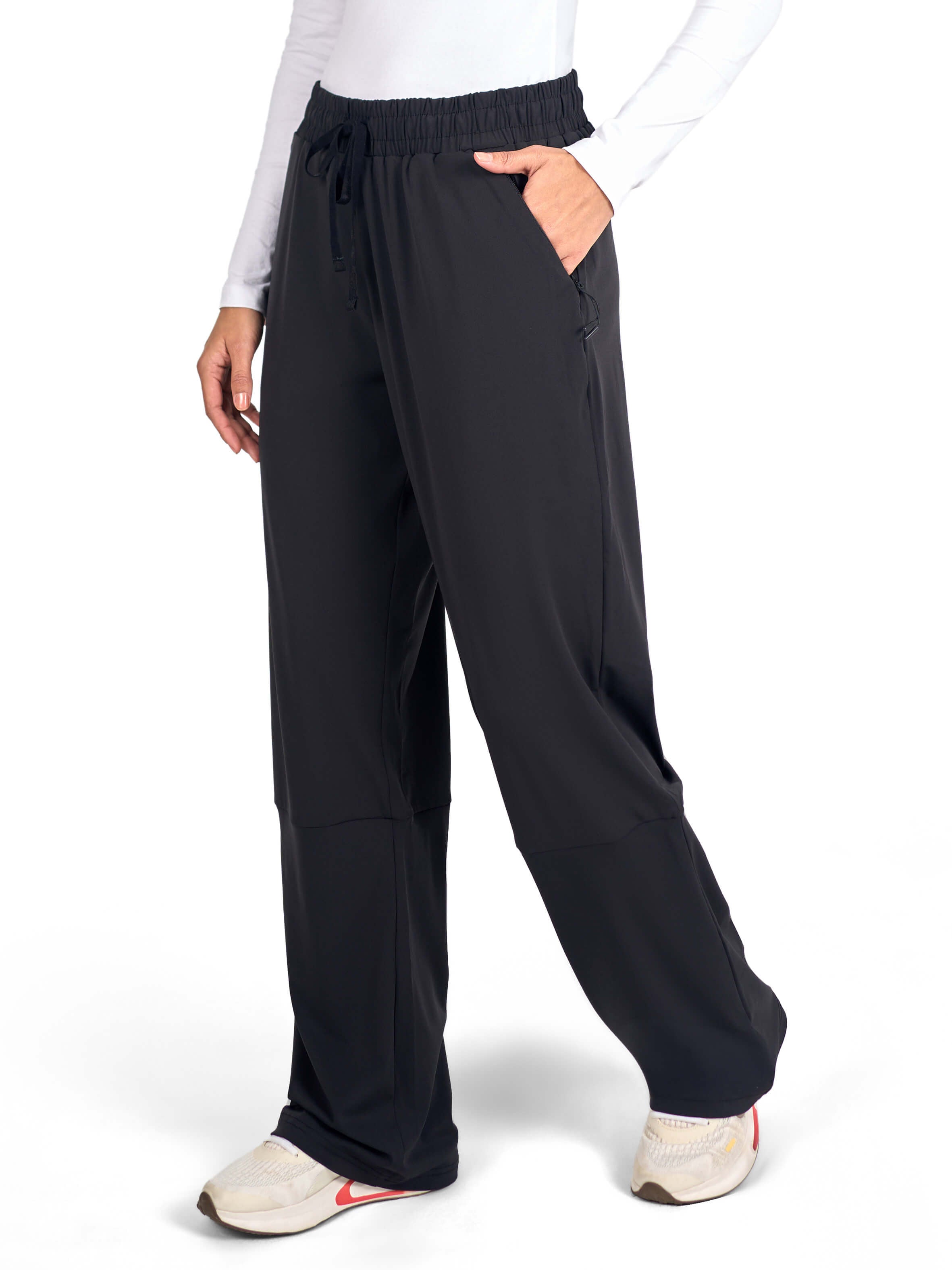 Women Modest Black Straight leg sports pants by KAF Egypt