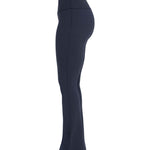 Navy blue sports activewear buttery-soft flared pants by KAF on a white background with 'LUXE' branding.