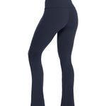 Navy blue sports activewear buttery-soft flared pants by KAF on a white background with 'LUXE' branding.