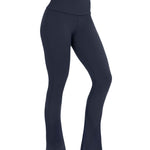 Navy blue sports activewear buttery-soft flared pants by KAF on a white background with 'LUXE' branding.