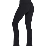 Black sports activewear buttery-soft flared pants by KAF on a white background with 'LUXE' branding.